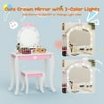 thumbnail image 6 of Rease Kids Makeup Vanity Set with Mirror and Lights, Girls Makeup Vanity Desk with Stool & Storage & Wing Pattern, Princess Makeup Dressing Table and Chair Set for Toddlers, White, 6 of 7