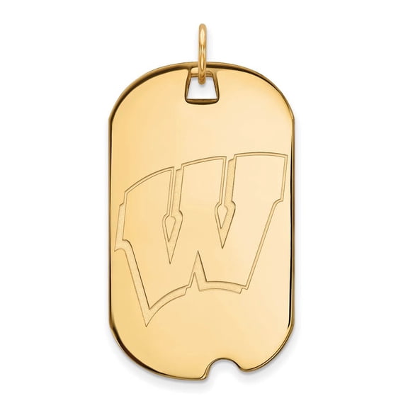 10k Gold LogoArt University of Wisconsin Letter W Large Dog Tag Pendant Q1Y028UWI