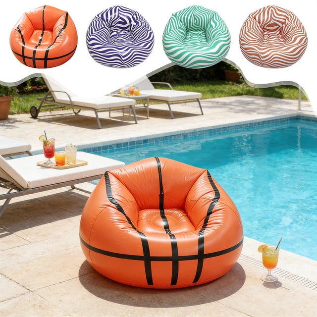 Pvc Inflatable Sofa, Portable Inflatable Chair With Ergonomic Curved Back, for Camping and Picnicking, Coffee