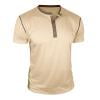 Hurxie Mens Henley Shirts Short Sleeve Casual Summer Basic T Shirts Button Vintage Lightweight Tee Tops Beige,2XL