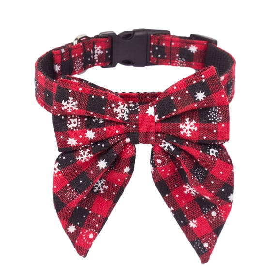 Mumup Christmas Dog Collar with Bow, Adjustable Cotton Stripe Bowtie Dog Christmas Collars for Small Medium Large Dogs Pets