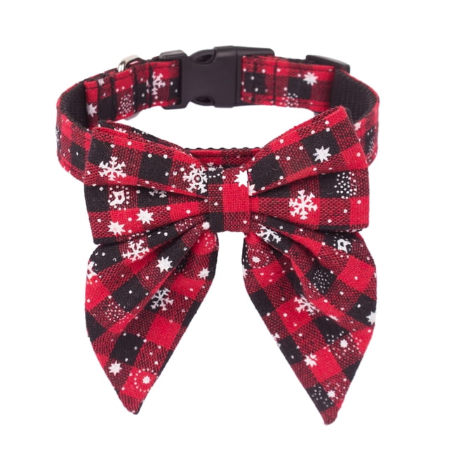 Collar para perro ADOGGYGO, Navidad, rojo y negro, pajarita pequeña