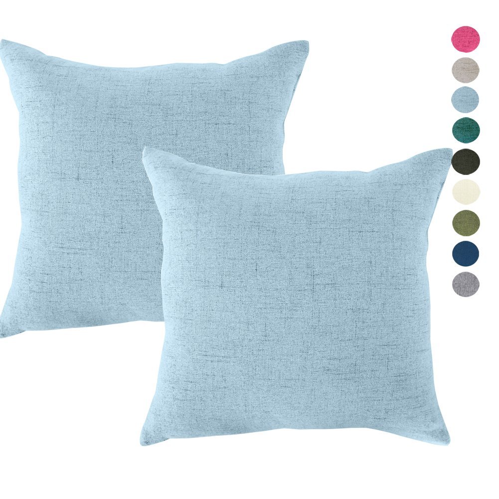 Linen Pillow Covers 18 x 18 Inch Sets of 2 Decorative Square Throw