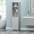 thumbnail image 4 of Bathroom Storage Cabinet, Tall Slim Cabinet with 3 Shelves & Door, Floor Freestanding Linen Cabinet for Bathroom, Living Room, 15” W x 15.75” D x 63” H, Light Grey, 4 of 9