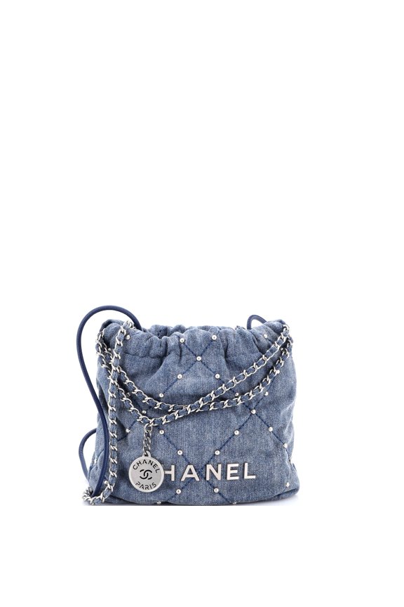 Pre-Owned 22 Chain Hobo Quilted Studded Denim Mini By Rebag