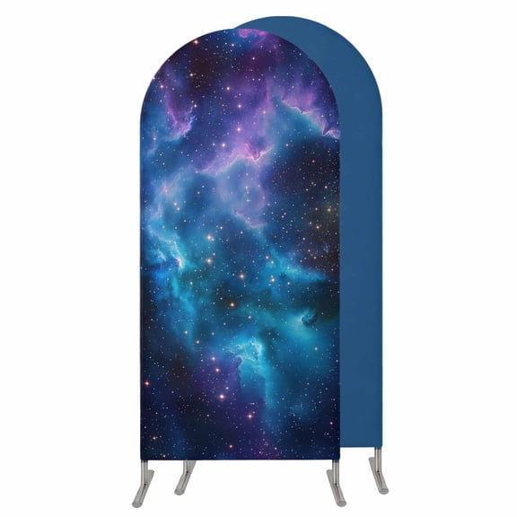6FT Arch Backdrop Covers, Starry Sky Wedding Arch Cover Stretchy, Modern Rustic Blue Purple Ombre Star Night Chiara Arches Backdrop Stand Covers for Birthday Baby Shower Party Banquet Decor