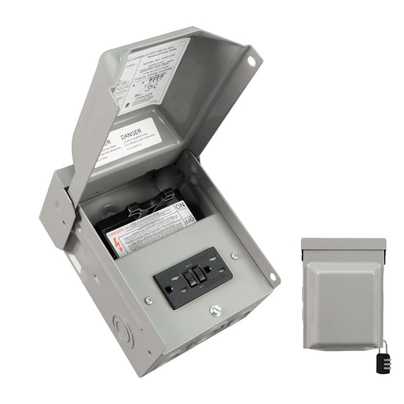 20 Amp WRTR GFCI with Pullout Switches Power Outlet Box 125 Volt, Heavy Duty Lockable Weatherproof Electrical Panel, Outdoor Receptacle for EV RV Generator Camper Trailer Motorhome, ETL Listed