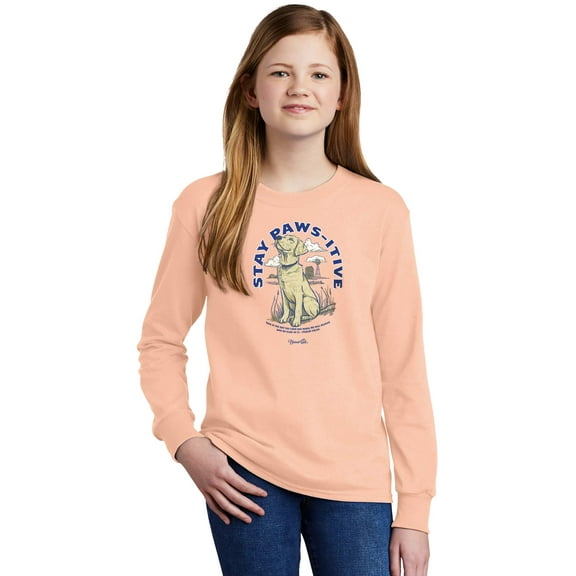 Blessed Girl Kids Long Sleeve T-Shirt Pawsitive, Light Coral, XS
