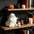 thumbnail image 3 of Ghost Dog Figurine, Halloween Ghost Decor, Cute Ghost Puppy Statue, Halloween Tabletop Decoration for Shelf Mantel Desk Tiered Tray Home Fall Decor, 3 of 7
