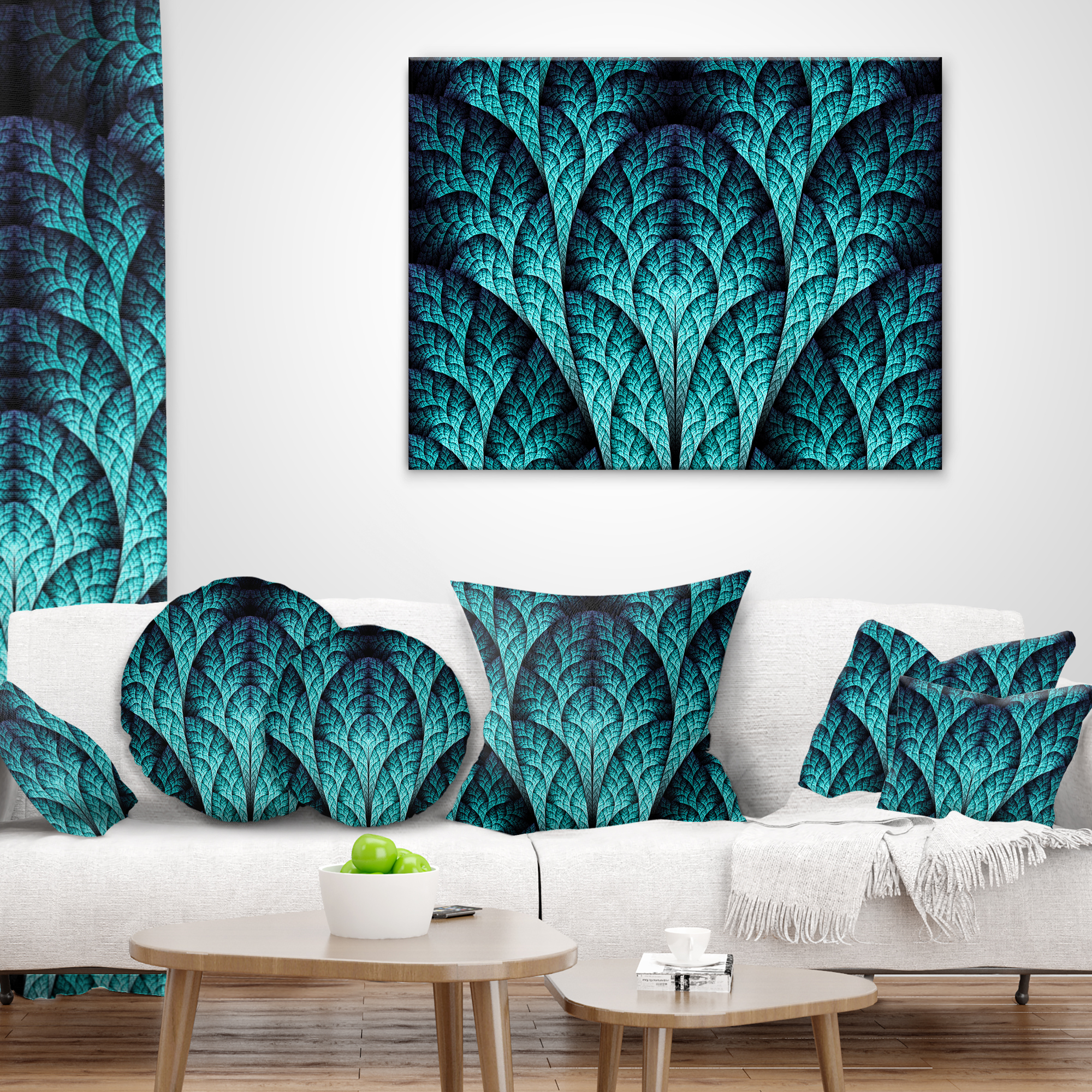 Designart Blue Exotic Biological Organism - Abstract Throw Pillow - 16x16