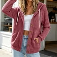 thumbnail image 6 of Perfectbot Women Ribbed Knit Hooded Cardigan Button Down Long Sleeve Casual Jacket Fall Outerwear, 6 of 8