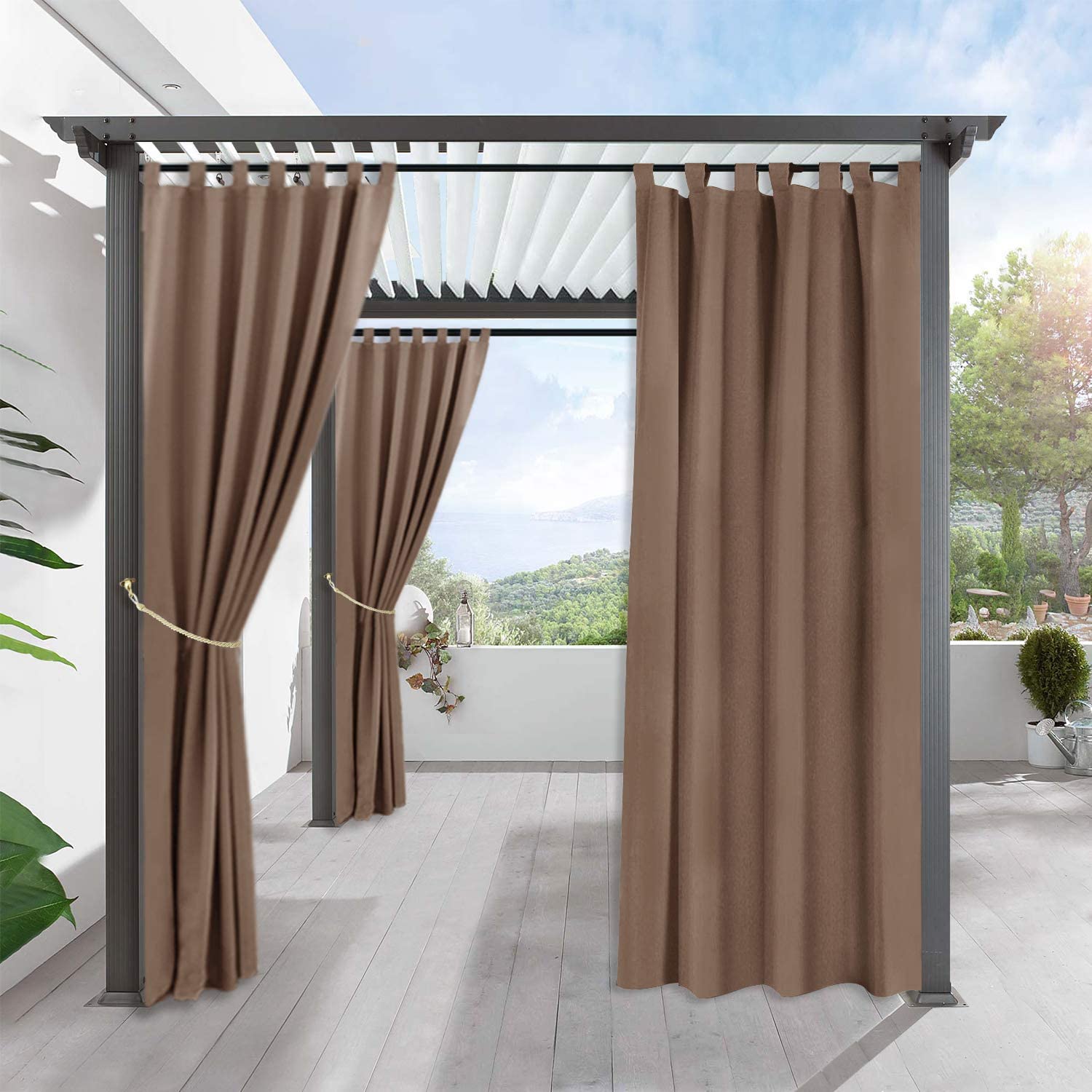 Pro Space Water & Wind Resistant Outdoor Curtain Thermal Insulated Grommets on Top and Bottom 50 W x 120 L Privacy Panel Drapery for Patio Porch Gazebo Cabana Beige 