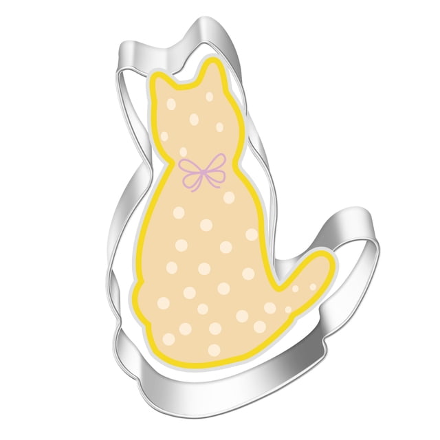 Molde de acero inoxidable para galletas, molde para cortar con forma de ratón y gatito de dibujos animados, herramienta para hornear masa de pan al vapor