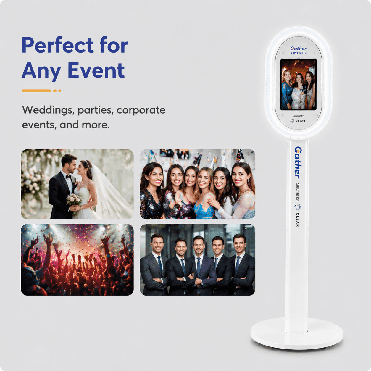 iPad Photo Booth Stand with White Ring Light, Selfie Station Kiosk for 12.9" and 13" iPads, Stable No-Wheel Floor Stand for Weddings, Parties, Events, Tablet Not Included