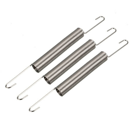 Unique Bargains 60mmx10mmx1mm Nickel Plated Dual Hook Extension Tension Spring Silver Tone 3Pcs Steel