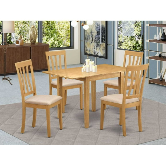 East West Furniture Dining Room Set Oak, NDAN5-OAK-LC