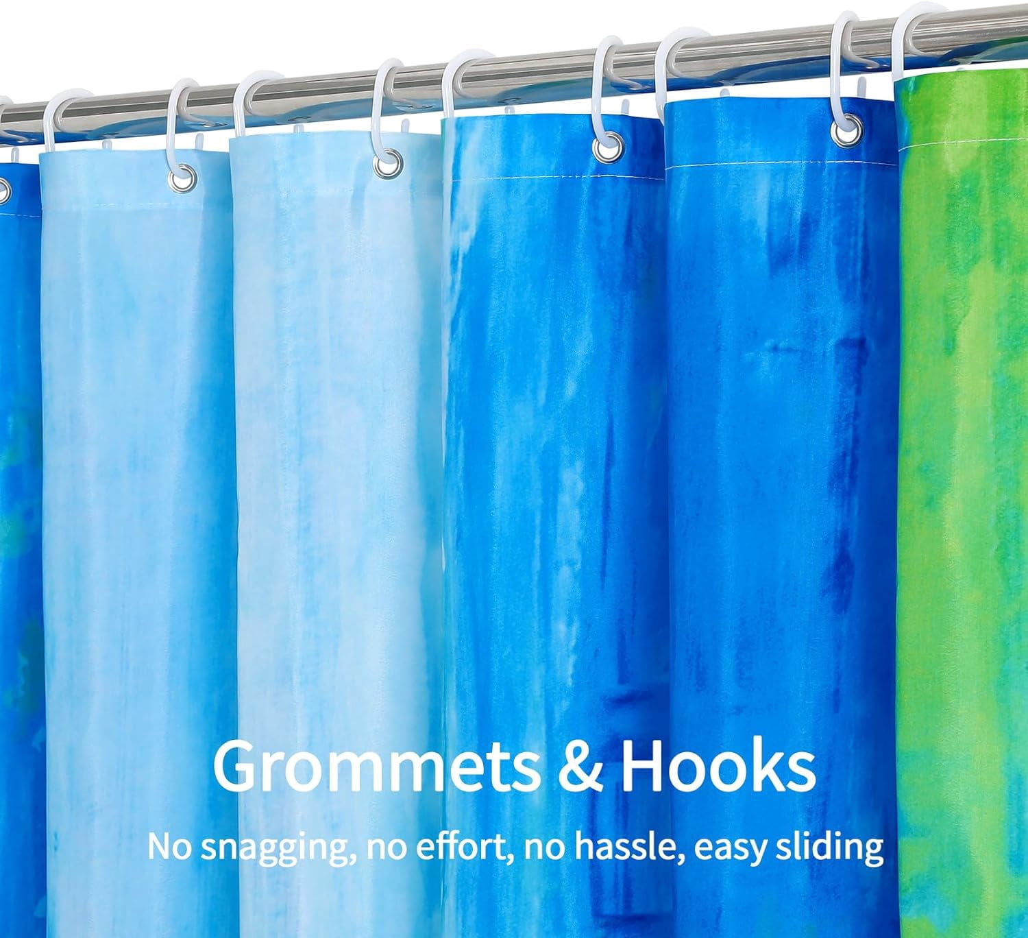 Small Stall Shower Curtain 36 x 72, Abstract Ombre Narrow Half Size Chic Shower Curtains for Modern Chic Bathroom Decor, Paint Brush Graffiti Design, Green and Blue