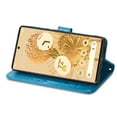 thumbnail image 6 of Wallet Case for Google Pixel 6A with Card Slots Holder Magnetic Clasp Kickstand Flip Folio Cover, Exquisite Flower Pattern PU Leather Soft Silicone Shockproof Protective Cover,Blue, 6 of 12