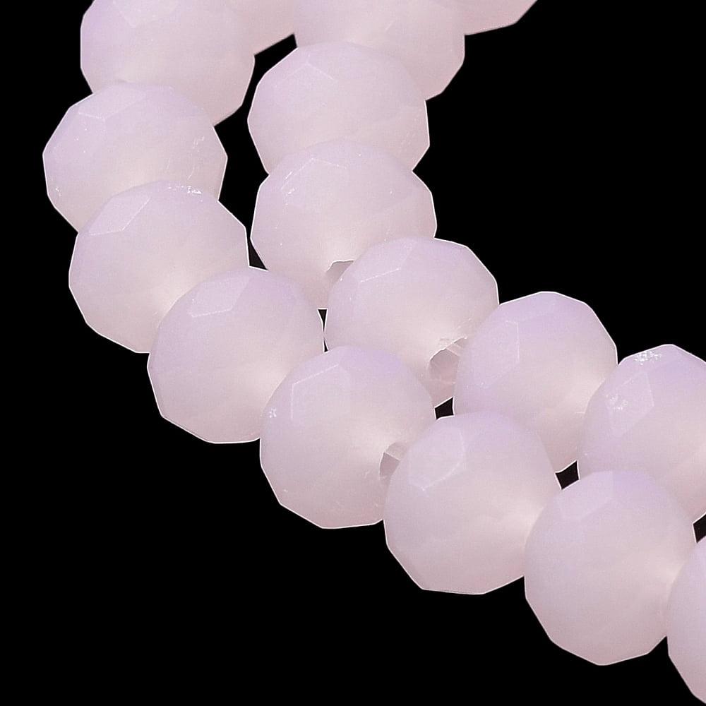 10strands Imitation Solid color Glass Beads Strands Faceted Frosted Rondelle Pink 8mm Hole: 1mm about 63~65pcs/strand 39~40cm