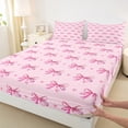 thumbnail image 3 of Manfei Kawaii Bow Tie Bed Sheets,Princess Bowknot Bow King Sheets,Pink Heart Print Sheet Set For Girl Kids,Luxury Bedroom Decor,4pcs, 3 of 7