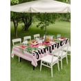 thumbnail image 4 of Outdoor Tablecloth with Umbrella Hole for Patio/Picnic/Party/Camping, Vintage Pink Flowers Waterproof Table Cloth Rectangle Table Cover Washable, Spring Floral Striped Farmhouse Retro Art (54"x 80"), 4 of 8