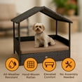 thumbnail image 2 of Huntley Pet Rattan Wicker Indoor Outdoor Cabana Raised Pet Bed with Canopy, Weather Proof Cushion Cover, 2 of 7