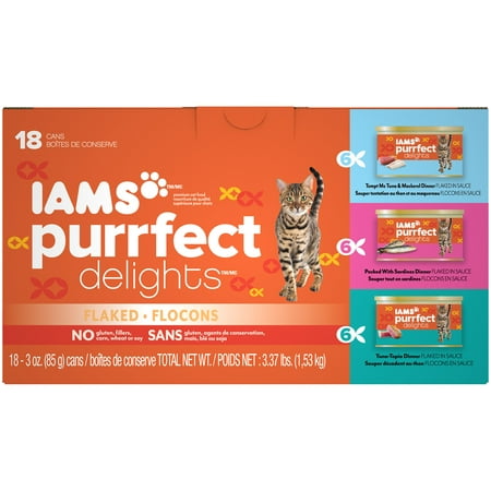 UPC 019014702916 product image for (18 Pack) Iams Purrfect Delights Variety Pack Flaked Wet Cat Food, 3 oz. Cans | upcitemdb.com