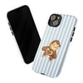 thumbnail image 3 of Heart Hands Curious Monkey Phone Case, Cute Cartoon with Love Gesture on Blue Striped Background, Wholesome Artistic iPhone Cover for iPhone 17 16 15 14 13 12 11 Plus Pro Max Mini, 3 of 6