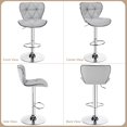 thumbnail image 4 of COCOKUN Bar Stools Set of 2, PU Leather Swivel Adjustable Barstools with Shell Back, Bar Chairs with Foma Padded for Home, Kitchen, Light Grey, 4 of 7
