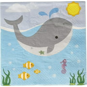 Angle View: Ginger Ray US-902 Sea Themed Ocean Kids Birthday Party Paper Napkins, Multicolor (Pack of 20)