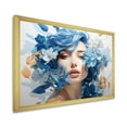 thumbnail image 2 of Designart "Abstract Woman with Flowers in Blue and Beige I" Fashion Framed Wall Art Decor - Glam Blue Fashion Woman Hallway Framed Wall Art Decor, 2 of 6