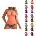thumbnail image 1 of Womens Swimsuits Tankini Fashion Deep V Neck Slimming Tummy Control with High Waisted Bottom Two Piece Bathing Suits Woman, 1 of 3