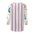 thumbnail image 3 of UPPADA Easter Shirts for Women 3/4 Sleeve Crew Neck Tops Cute Eggs Bunny Print T-Shirt Casual Loose Fit Basic Tees Summer Workout T-Shirts Purple,XL, 3 of 5