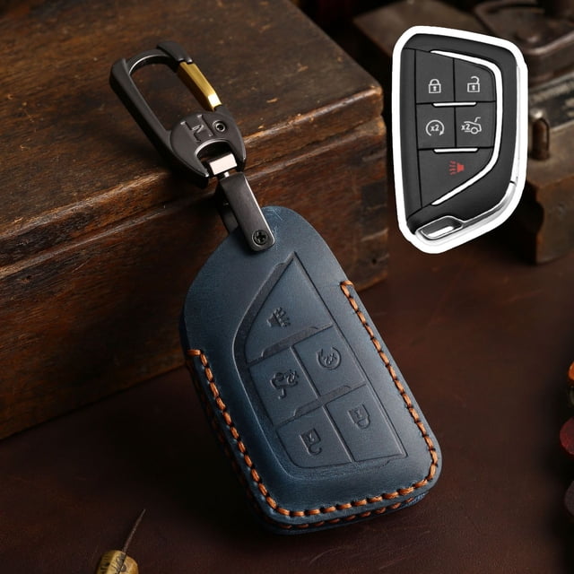 Car Key Fob Cover Case Protector For Cadillac CT5 CT4 Car Key Fob Cover Leather Retro Style Case Shell