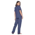 thumbnail image 4 of Ashford & Brooks Women's Woven Short Sleeve Shirt and Pajama Pants Set, Blue/Grey, S, 4 of 6