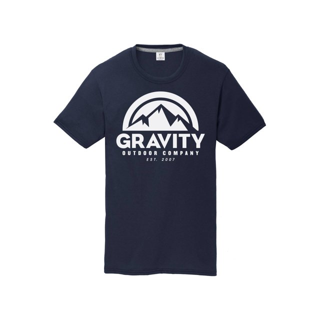 Gravity Outdoor Co. T-Shirt de Performance pour Jeunes - Logo Blanc - Bleu Marine - Petit