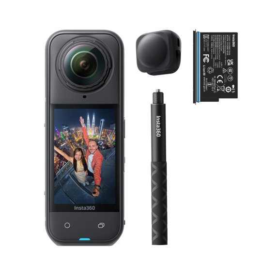 Cámara de acción Insta360 X5 impermeable 8K 360° con palo para selfies
