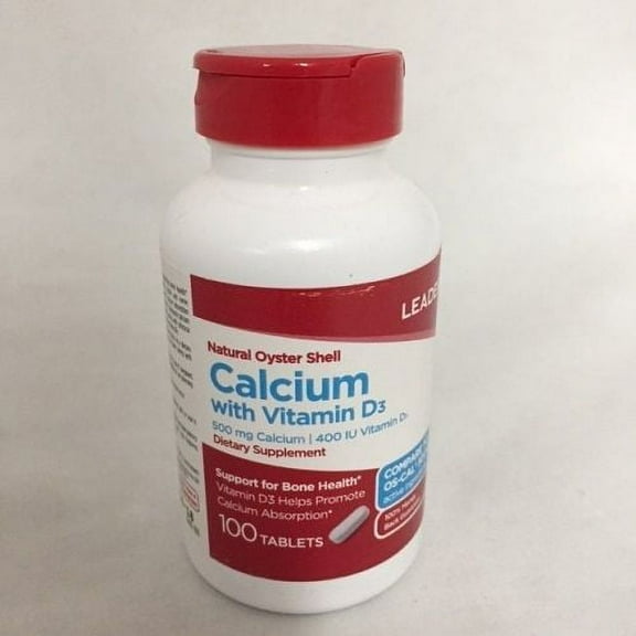 Leader Oyster Shell Calcium  Vitamin D Caplets, 100ct