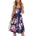 thumbnail image 2 of VISgogo Vestido sin mangas de verano para mujer, estampado de flores/leopardo para adultos, cuello en V, correa de espagueti cruzada, una pieza con bolsillos VISgogo  moda, 2 of 6