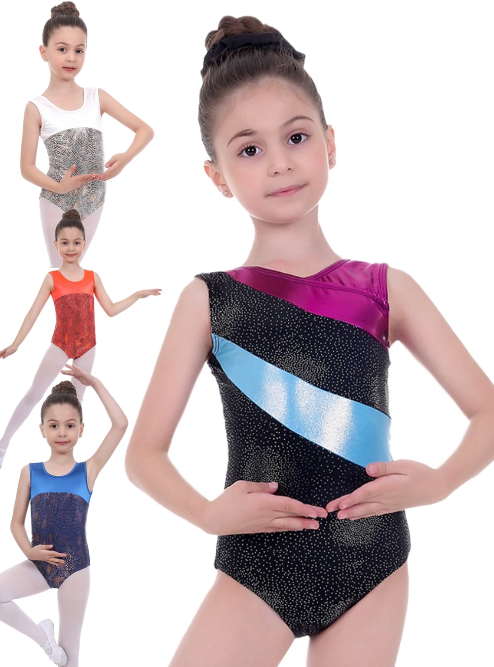 SILVERCELL Toddler Leotard Gymnastics Sleeveless, Sparkly Tumbling