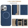 thumbnail image 2 of ELEHOLD Case for iPhone 11 Pro Max, 2-in-1 Magnetic Detachable Wallet Case, RFID Blocking PU Leather Flip Cover with Kickstand & Card Holder,Darkblue, 2 of 5