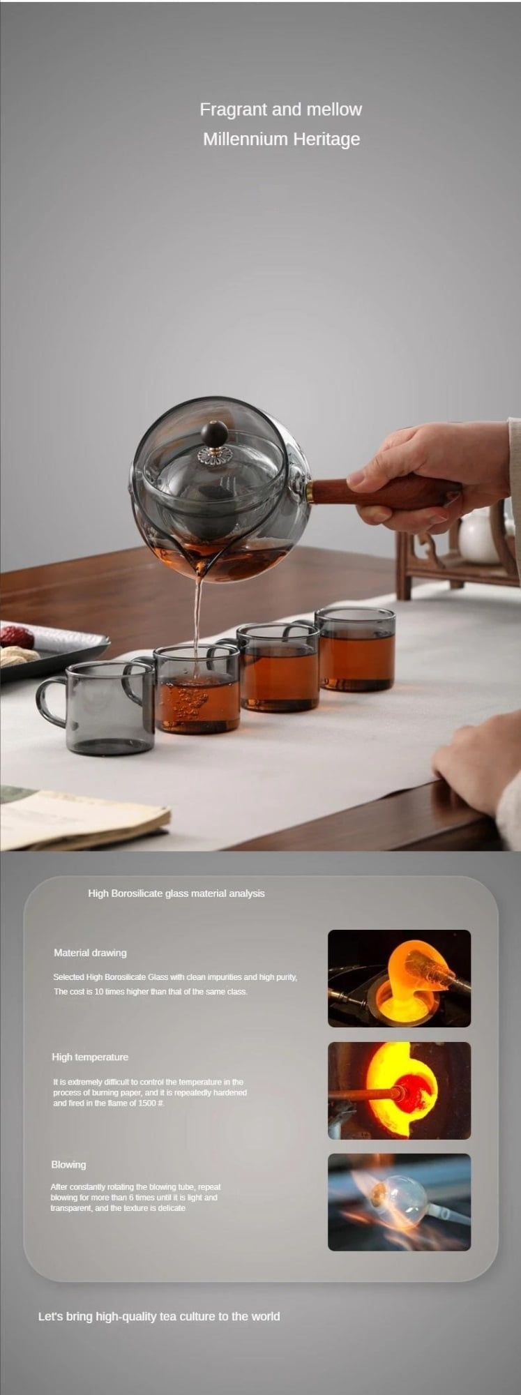 Tea Cup Set 500ML Heat-resistant Glass Teapot With Handle Teapot Electric Ceramic Oven Rotating Tea Maker High-end Chinese Coffee Set Teapots & Coffee Servers Travel Tea Set