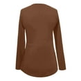 thumbnail image 4 of Adeawade Womens Tops Crewneck Long Sleeve T Shirts Solid Color Fashion Tee Leisure Daily Wear L Brown, 4 of 4