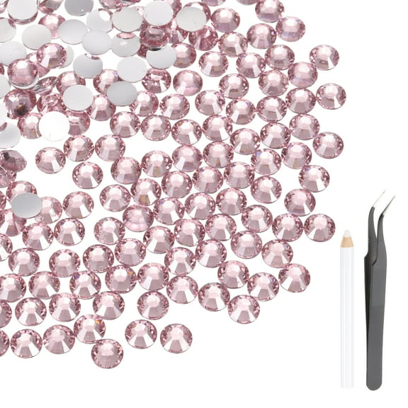 Uxcell 3000 Pcs Flatback Crystal Rhinestones, Resin Crystal Gems with Tweezer Dotting Pen Non Hotfix for Bedazzling Tumblers Mugs Bottles Nail DIY Crafts(SS16 4mm, Pink)