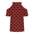 thumbnail image 5 of Womens Halter V Neck Cold Shoulder Tops Stripe Shirts Cut Out Shoulder Casual Gradient Tshirts Polka Dot Heart Tees Wine XL, 5 of 5