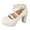 White, variant on Women's Flower Platform High Heels Strappy Dress Shoes Bride Wedding Elegant Casual Leather Chunky Block Heeled Pumps Spring Fall Dressy Footwear White Size 6