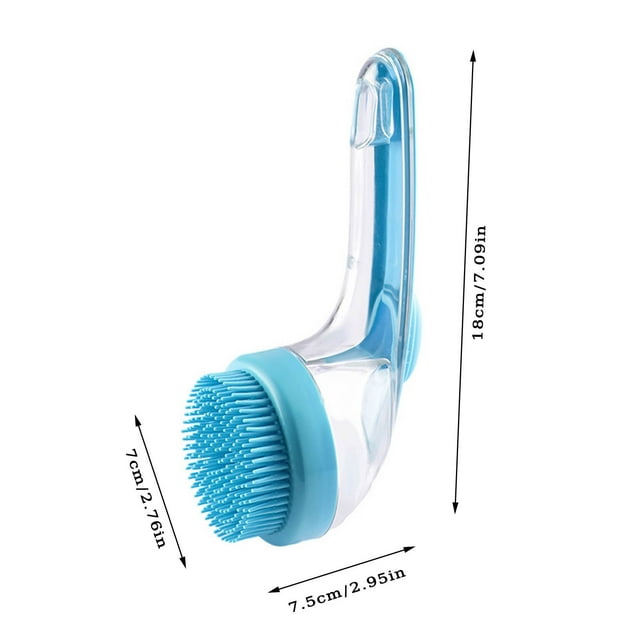 Pet Bath Brush Long Handle Grooming Brush With Shampoo Dispenser | Soft Silicone Cleaning Brush For Cats Dogs Rabbits | Liquid Adding Pet Massage Brush For Bathing Showering