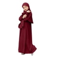 thumbnail image 3 of RXMEKW Ensemble de Robe Musulmane avec Châle pour Filles Manches Longues Col Rond Robe à Volants Tenue 2 Pcs Rose, 3 of 8