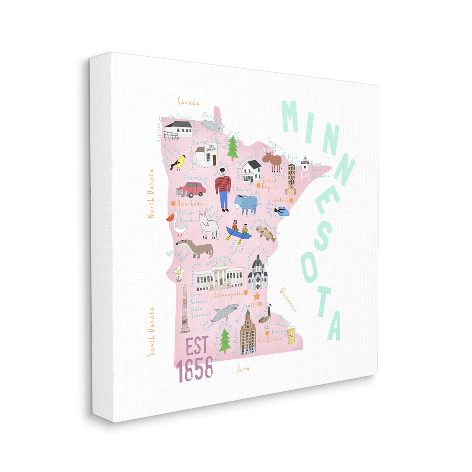 Stupell Industries Pastel Minnesota Sights Landmarks Travel & Places Painting Gallery Wrapped Canvas Print Wall Art