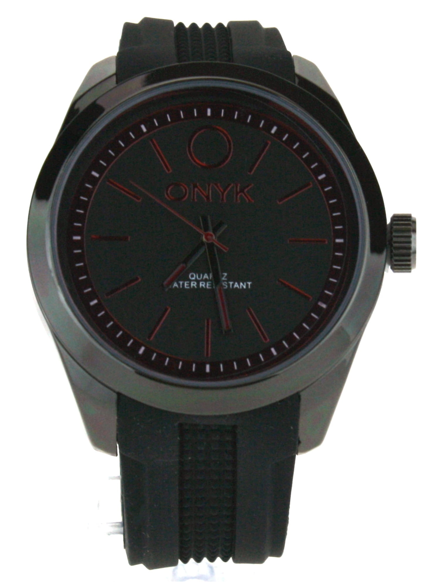 Mens Silicone Band Modern Minimal Round Analog Sport Wrist Watch Black